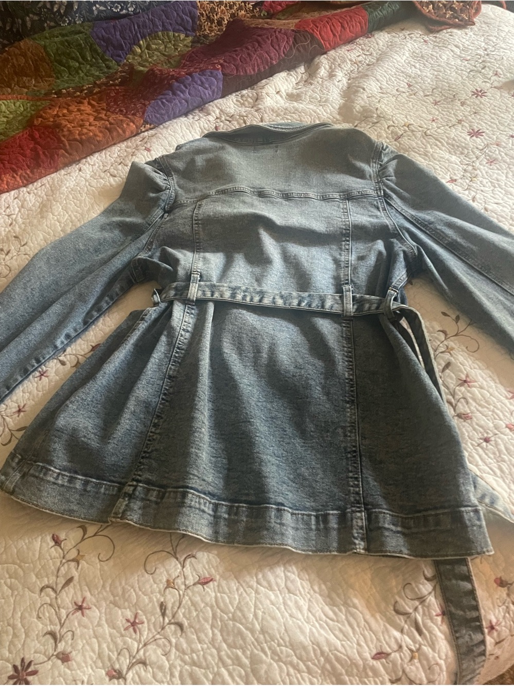 Women’s Light Blue Denim Jacket with Waist Tie